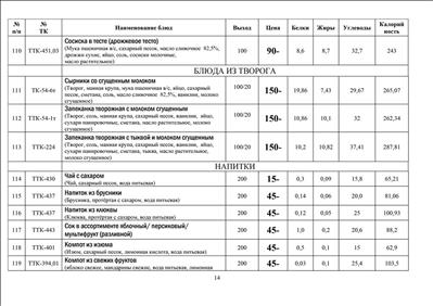 Меню свободного выбора